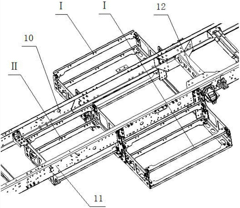 Combined type battery frame assembly of electric automobile