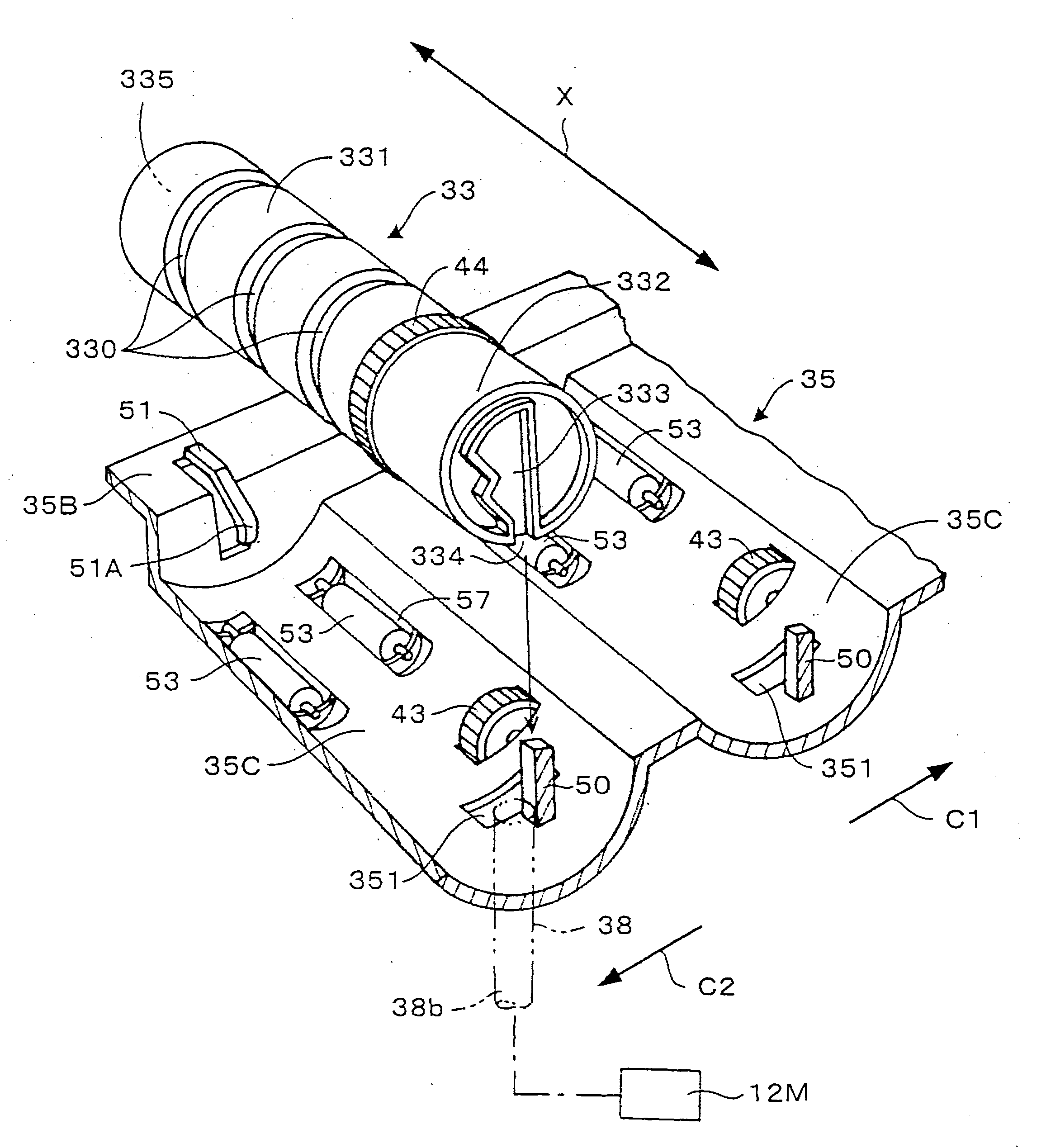 Image forming device and mounting member for mounting a toner container thereon