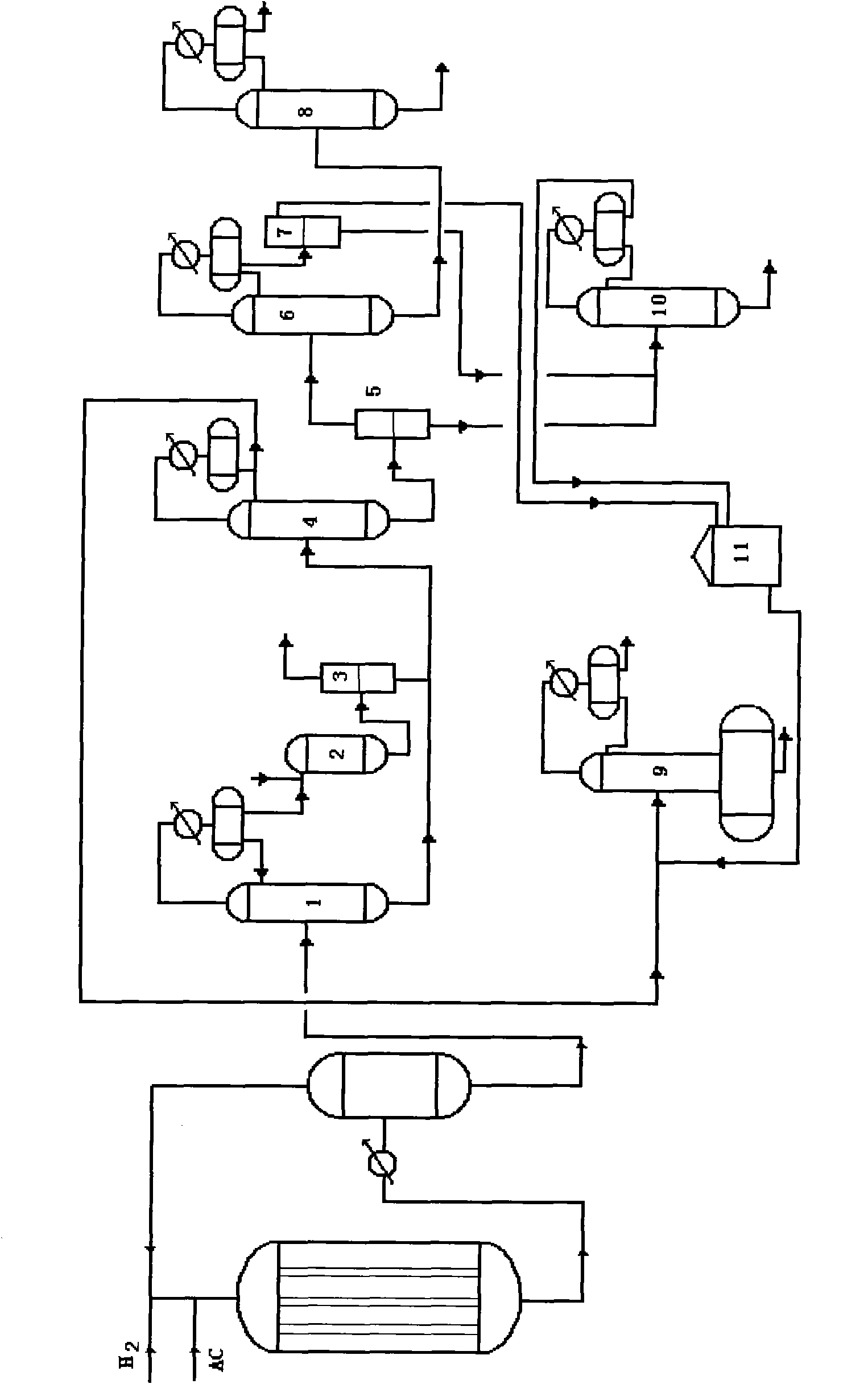 Device and method for producing methyl isobutyl ketone (MIBK) by using acetone (AC)