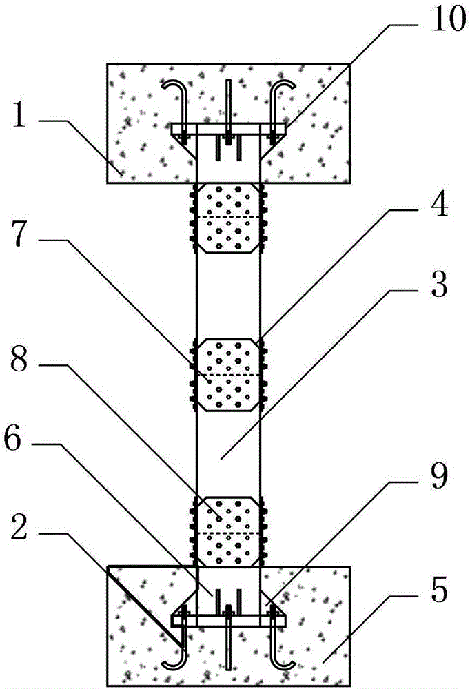 Bolt connection-based rapid assembling precast rectangular concrete filled steel tube bridge pier