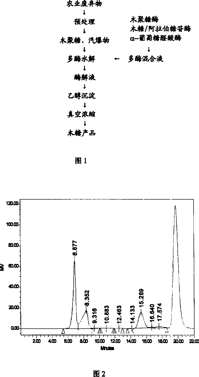 Xylose enzyme method preparing method