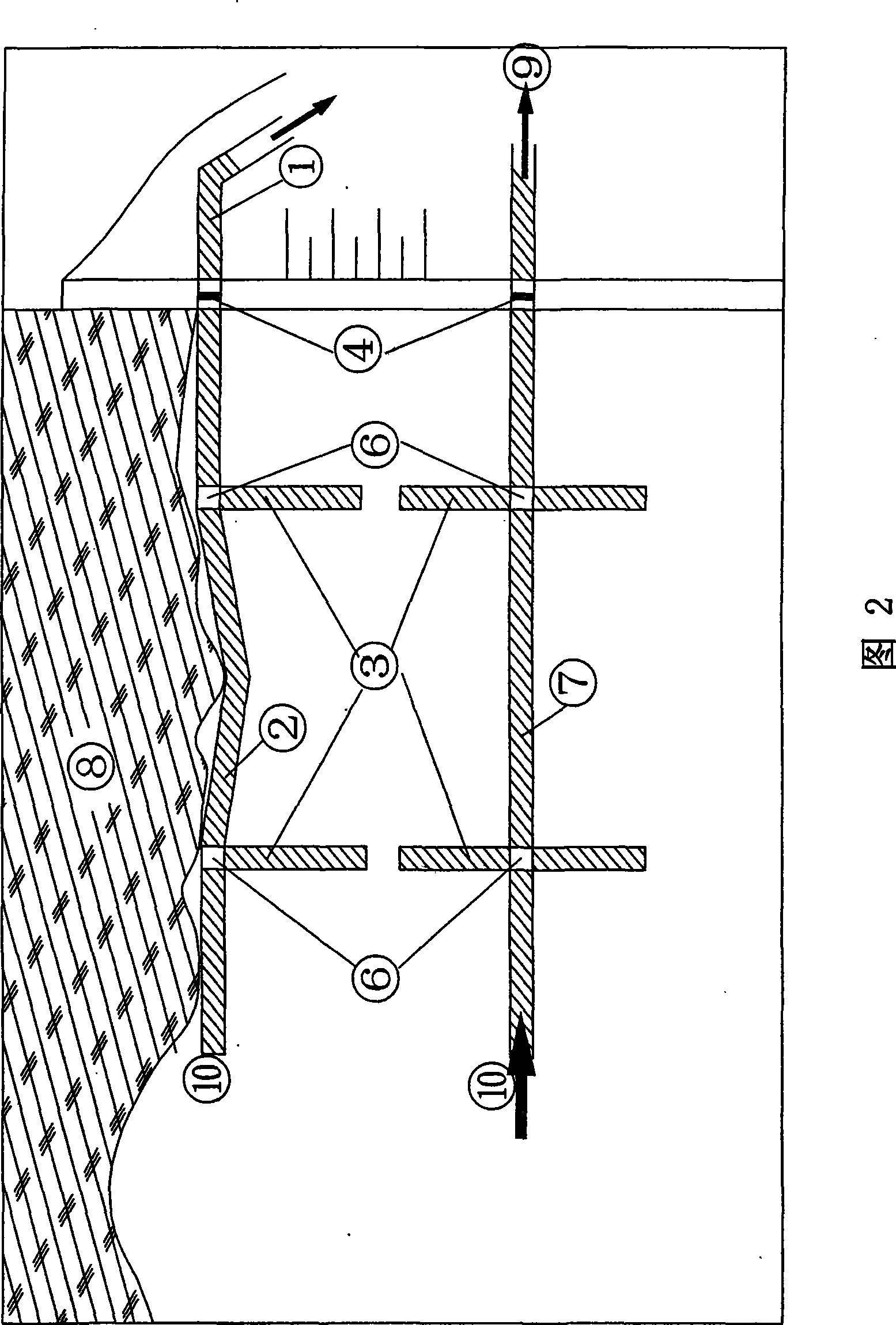 Hydraulic arrangement mode sediment ejection structure