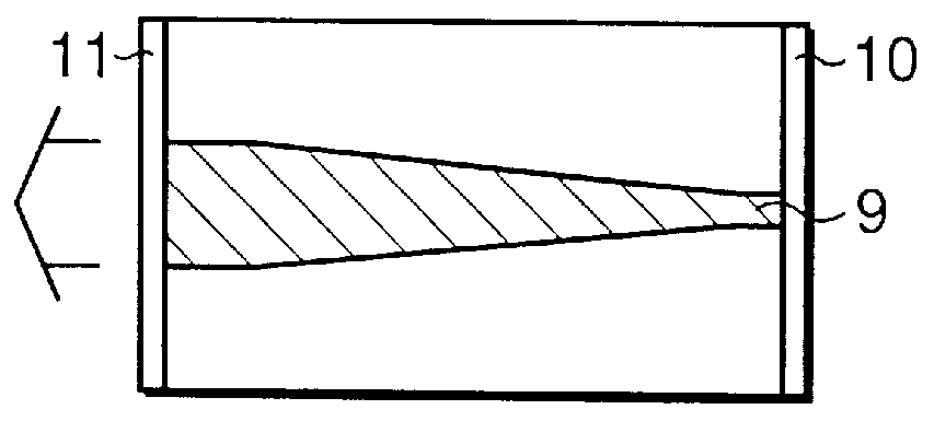 Semiconductor laser with wide side of tapered light gain region