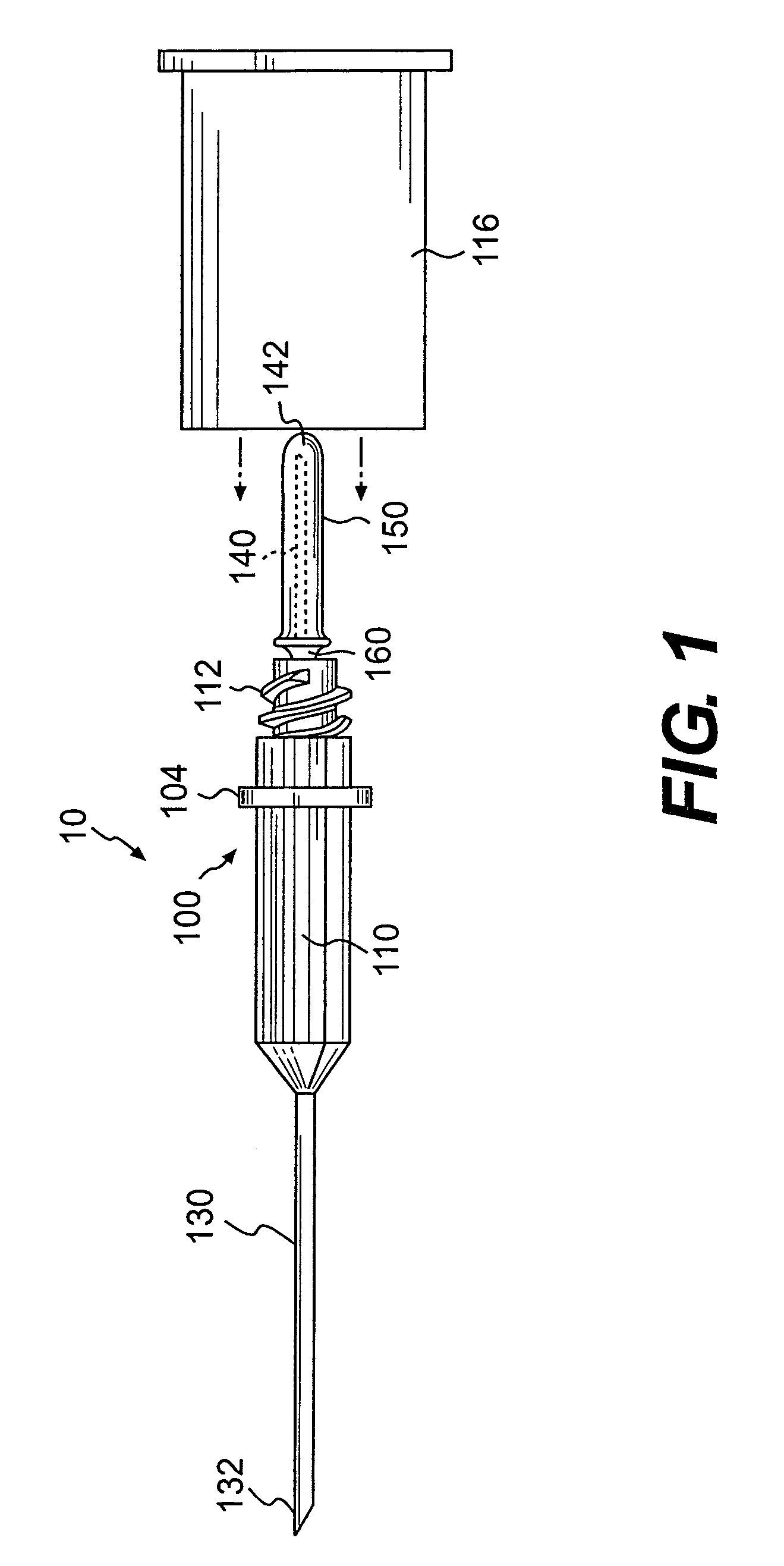 Blood drawing device with flash detection