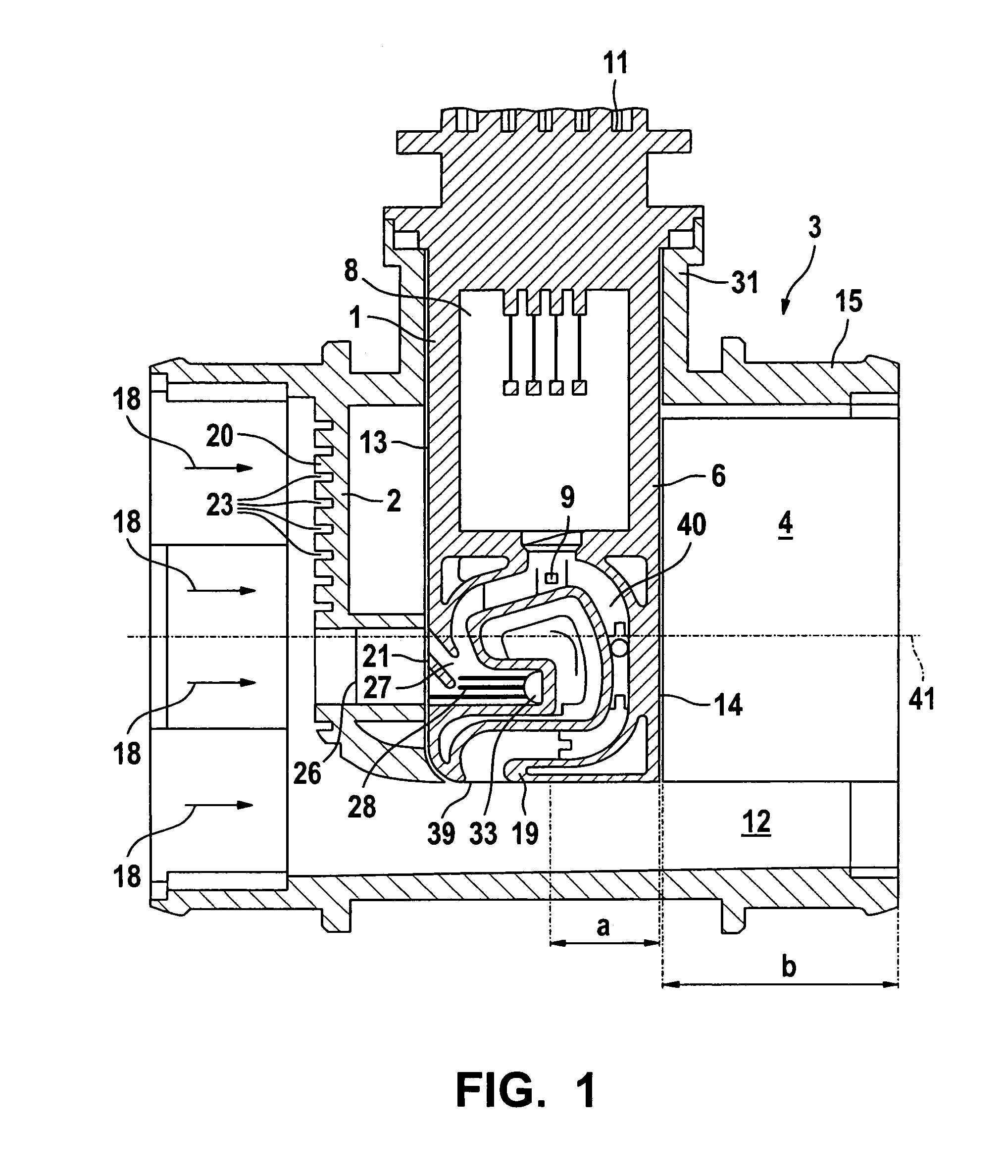 Device for determining at least one parameter of a medium flowing in a conduit