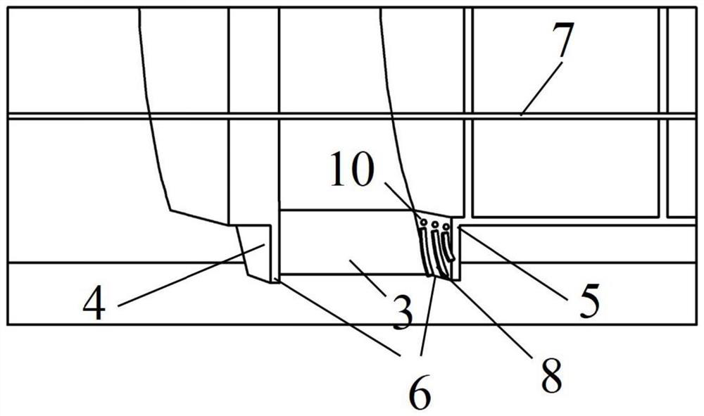 Flow guide type inlet structure of drainage cooling section of heater and design method