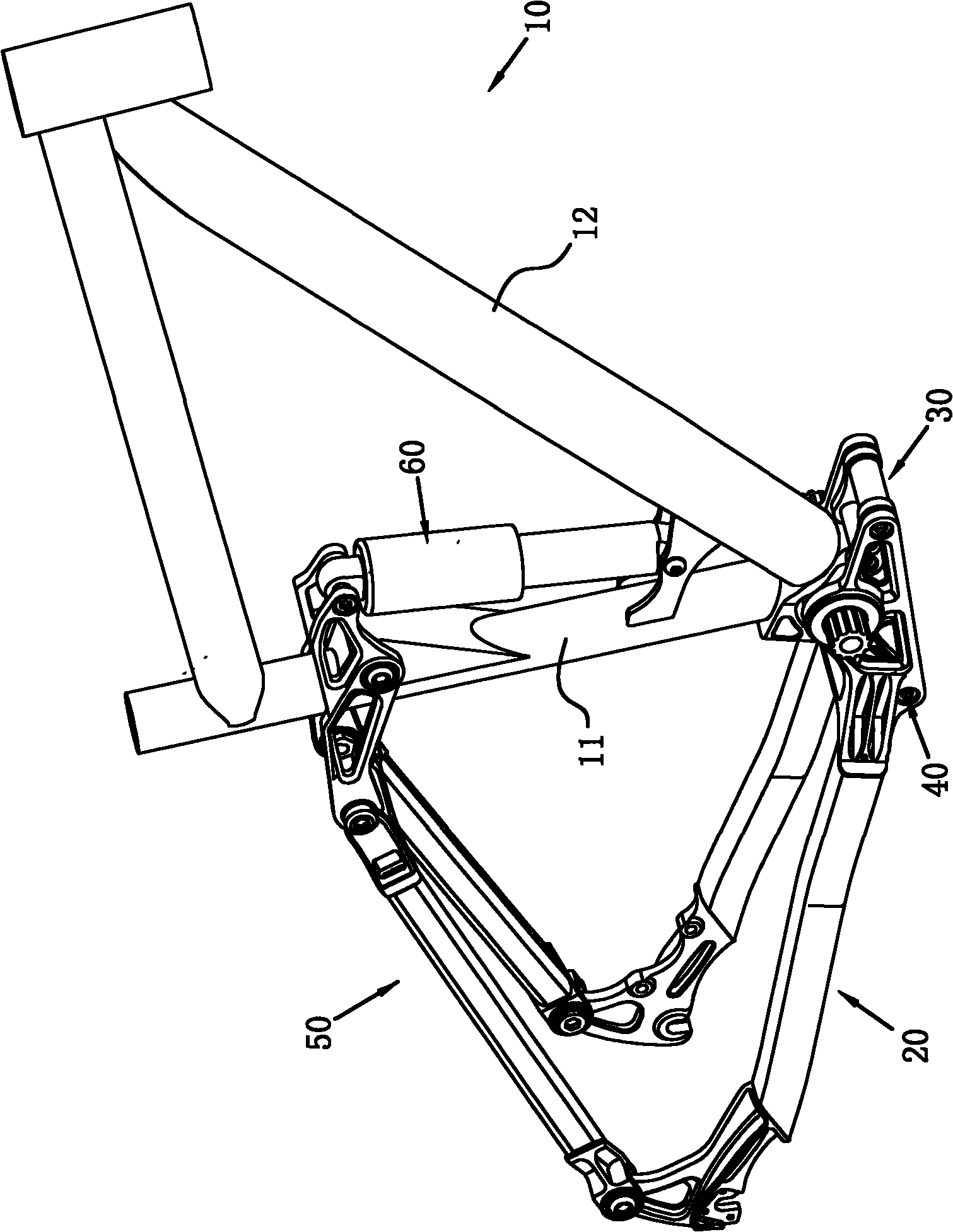 Rear suspension five-way connecting rod device for bicycle