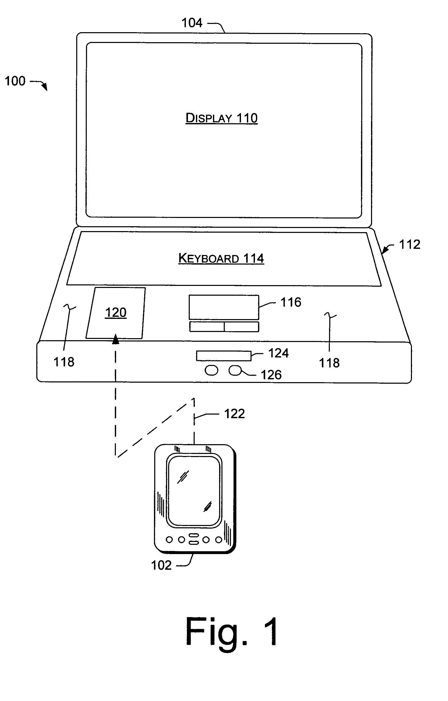 Portable computer with integrated PDA I/O docking cradle