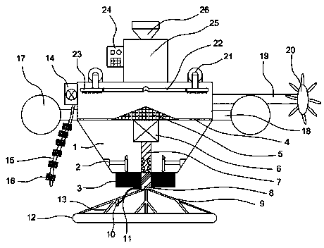 Voyage-type automatic bait feeding machine for shrimp aquaculture