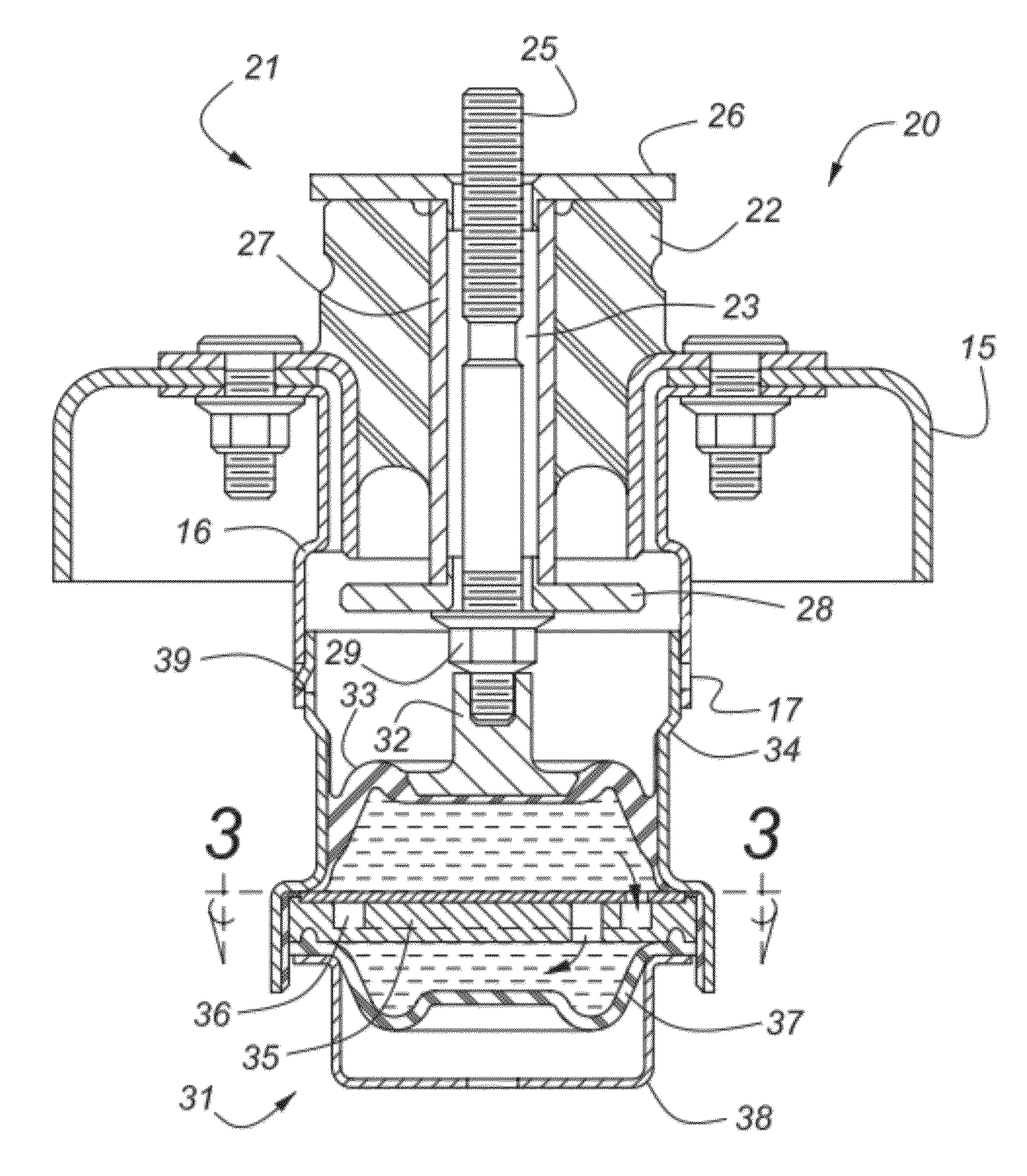 Plug-in body mount damping device for vehicles