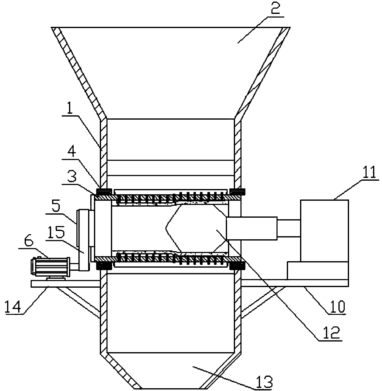 Self-cleaned double-roller type crushing machine