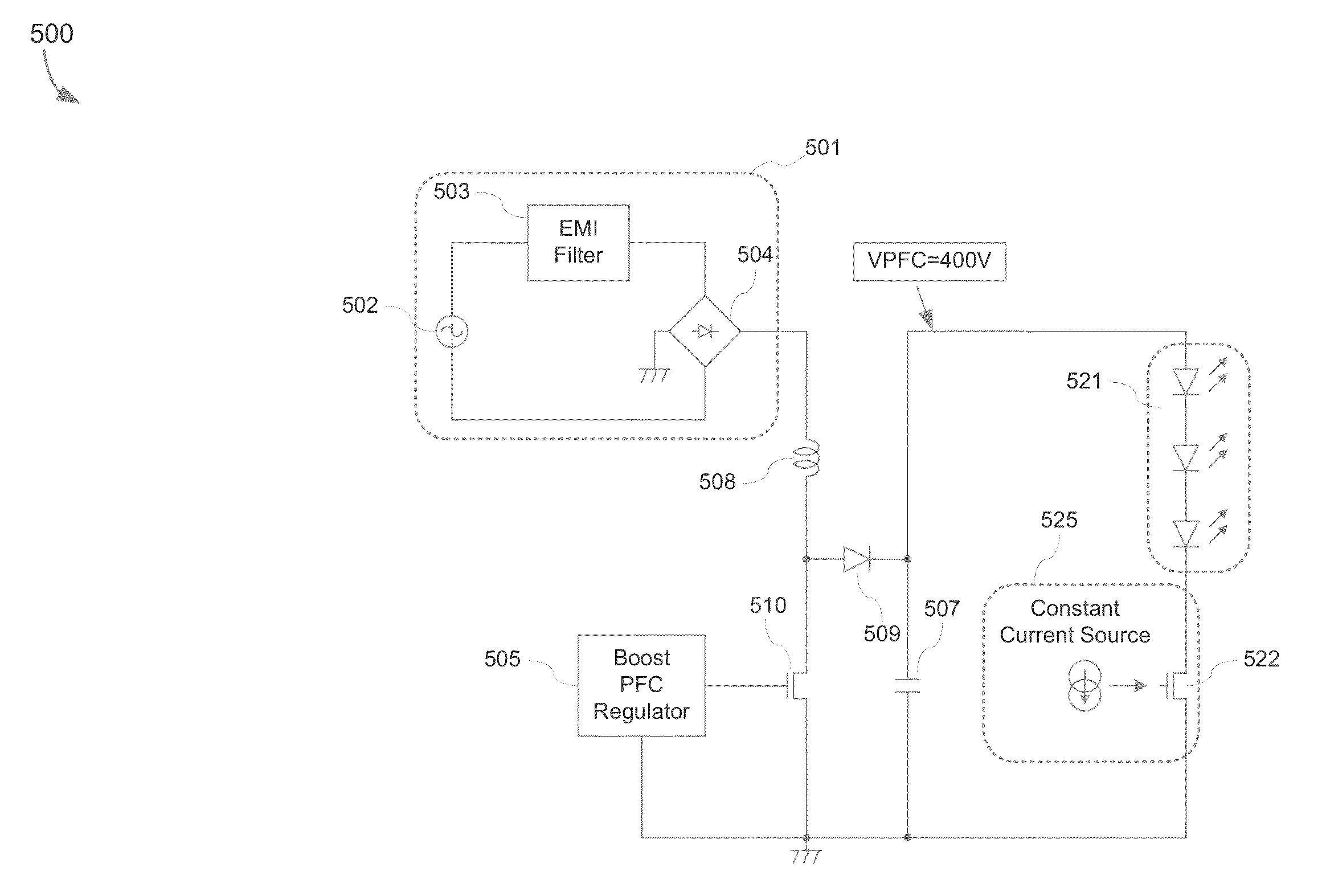 Power factor correction converter with current regulated output