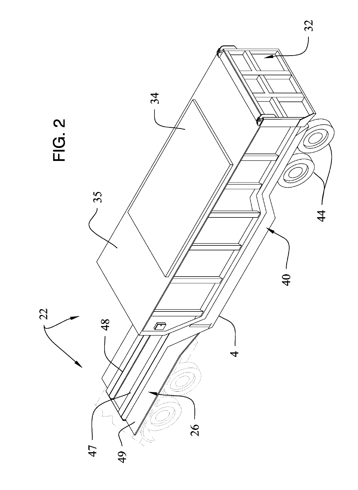 Low CG dump trailer with hydraulically latched cover