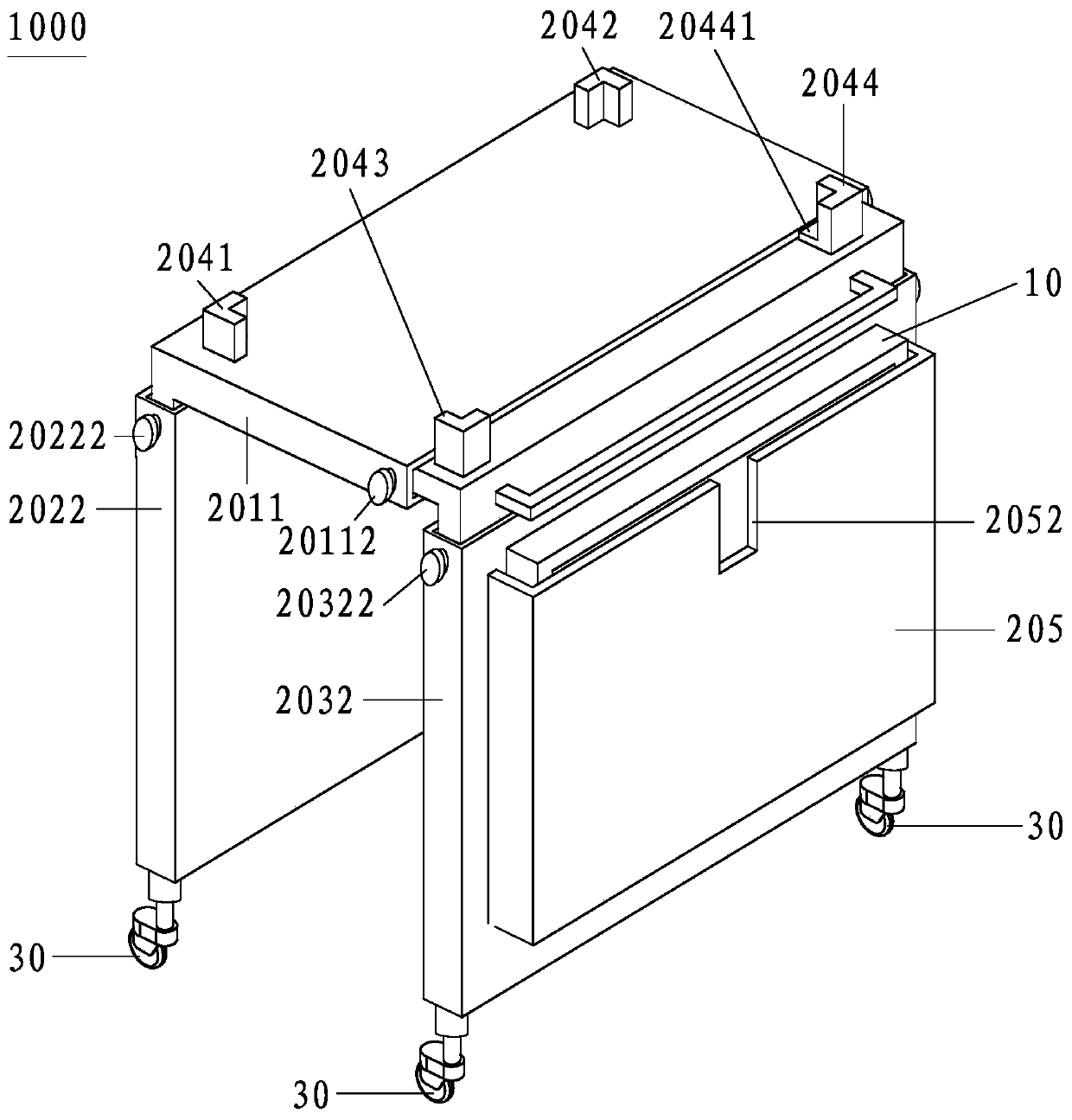 Improved tray carriage for operating room