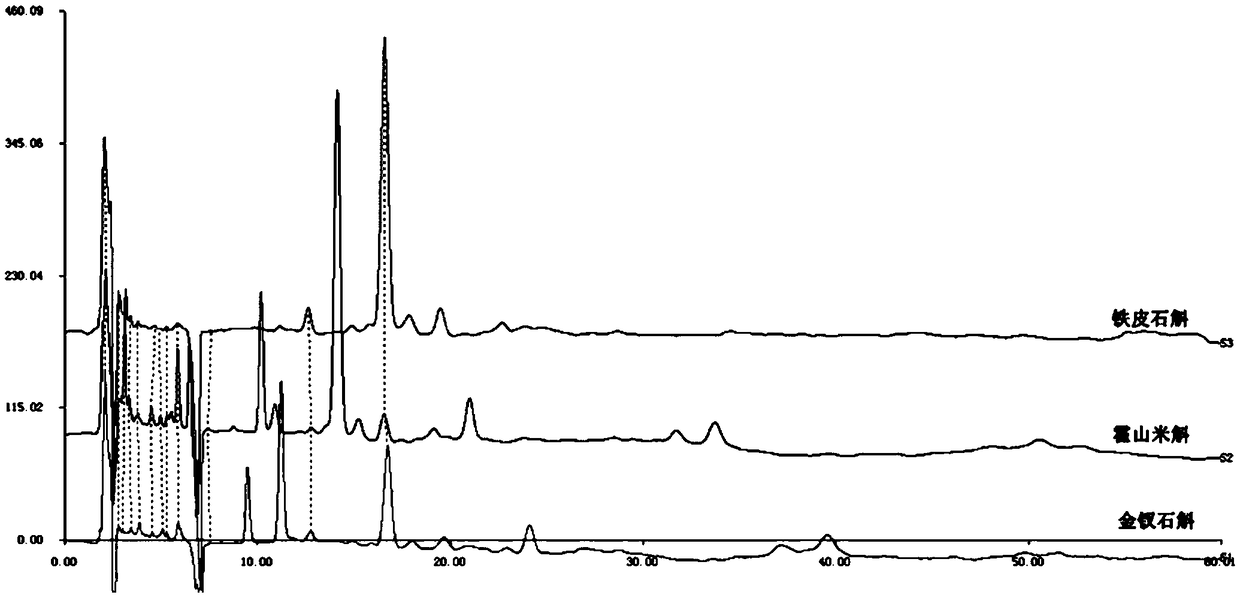 Analysis method of characteristic alkaloid composition in fresh Dendrobium huoshanense