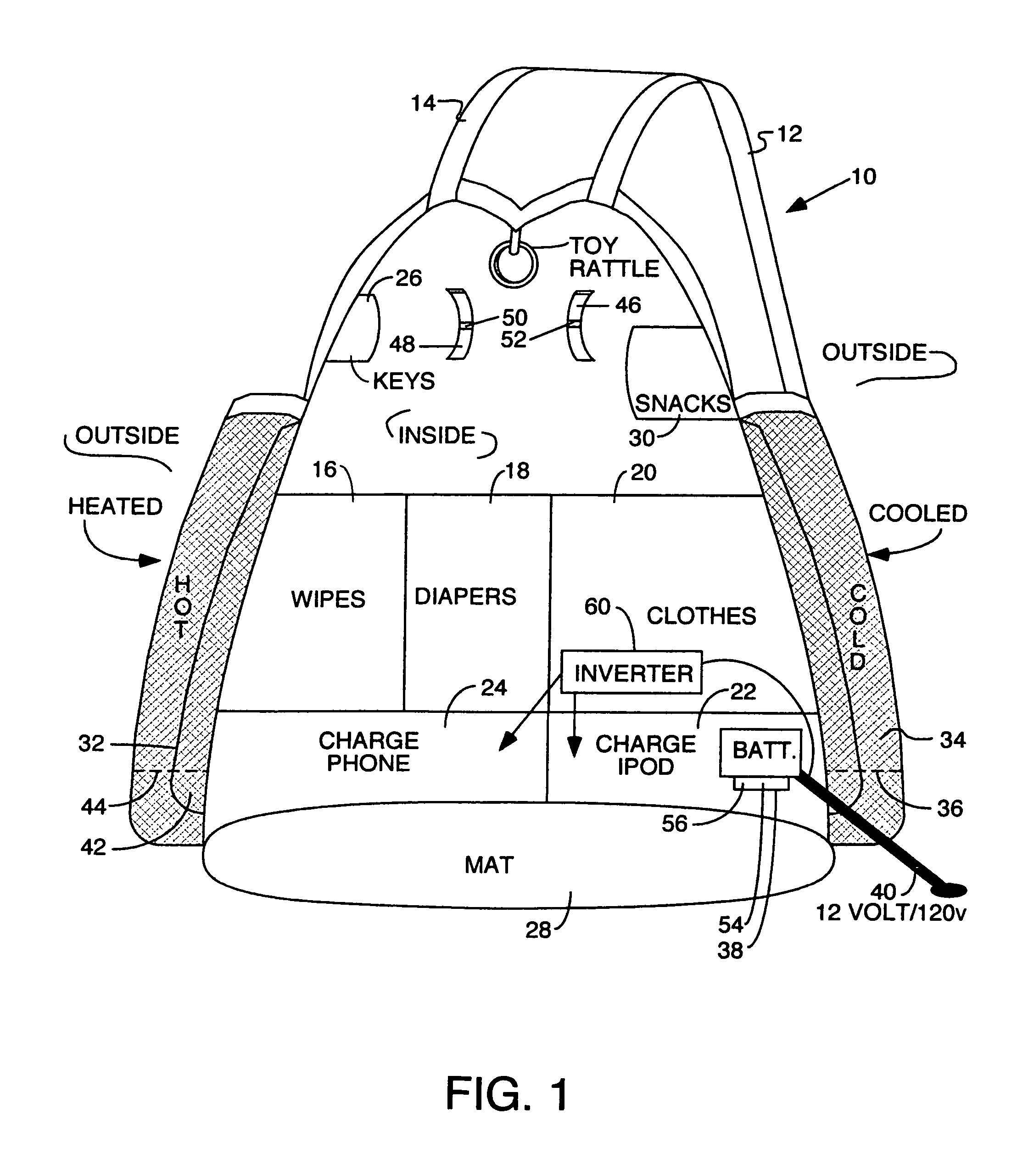 Diaper bag with heated and cooled compartments