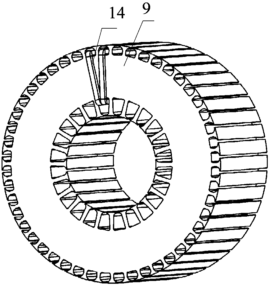 Ring winding dual-rotor permanent-magnet synchronous motor with electromagnetic linkage device