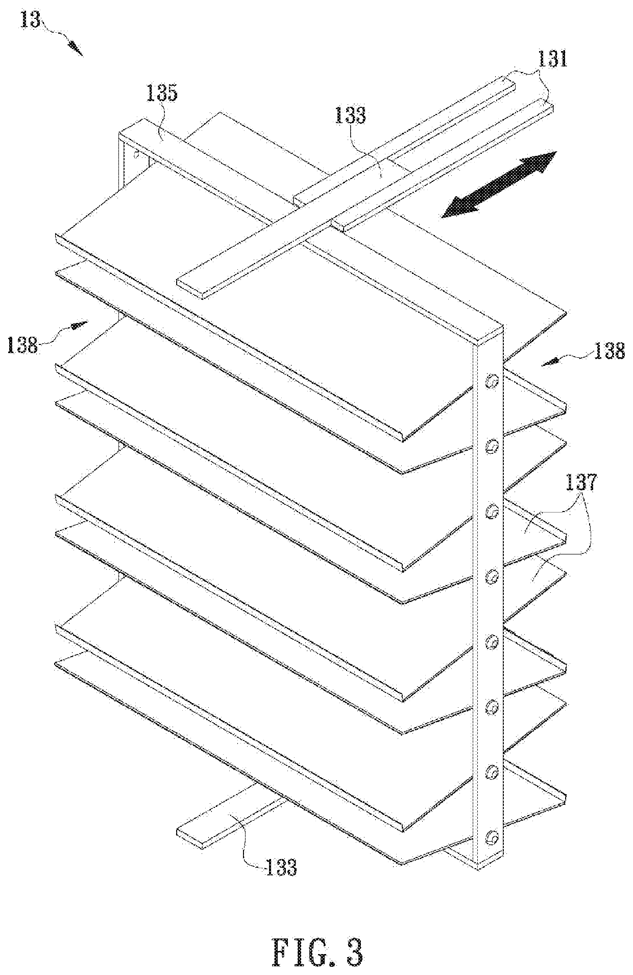 Cabinet structure for storing at least one shoe