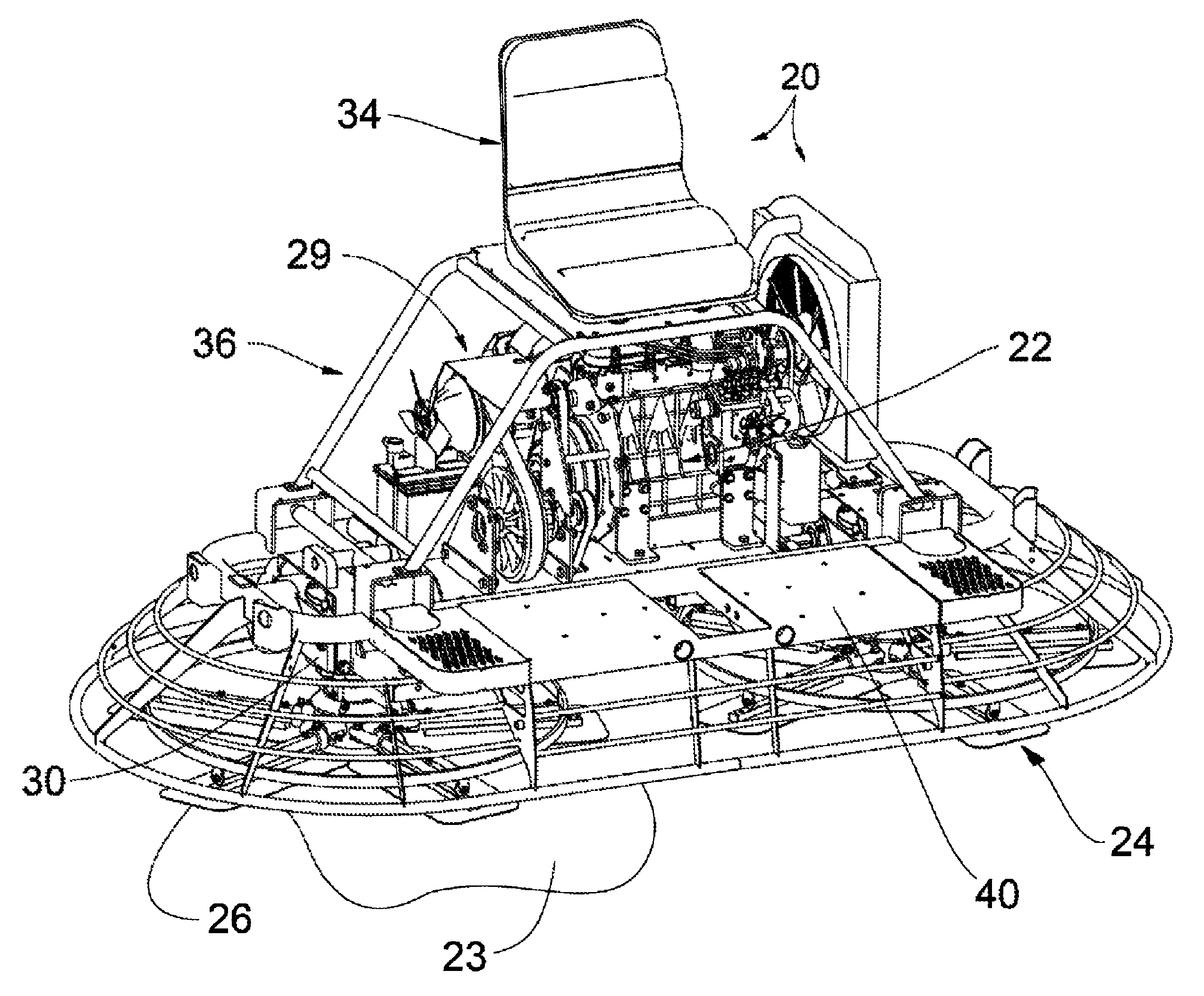 Riding trowel with CVT clutch module