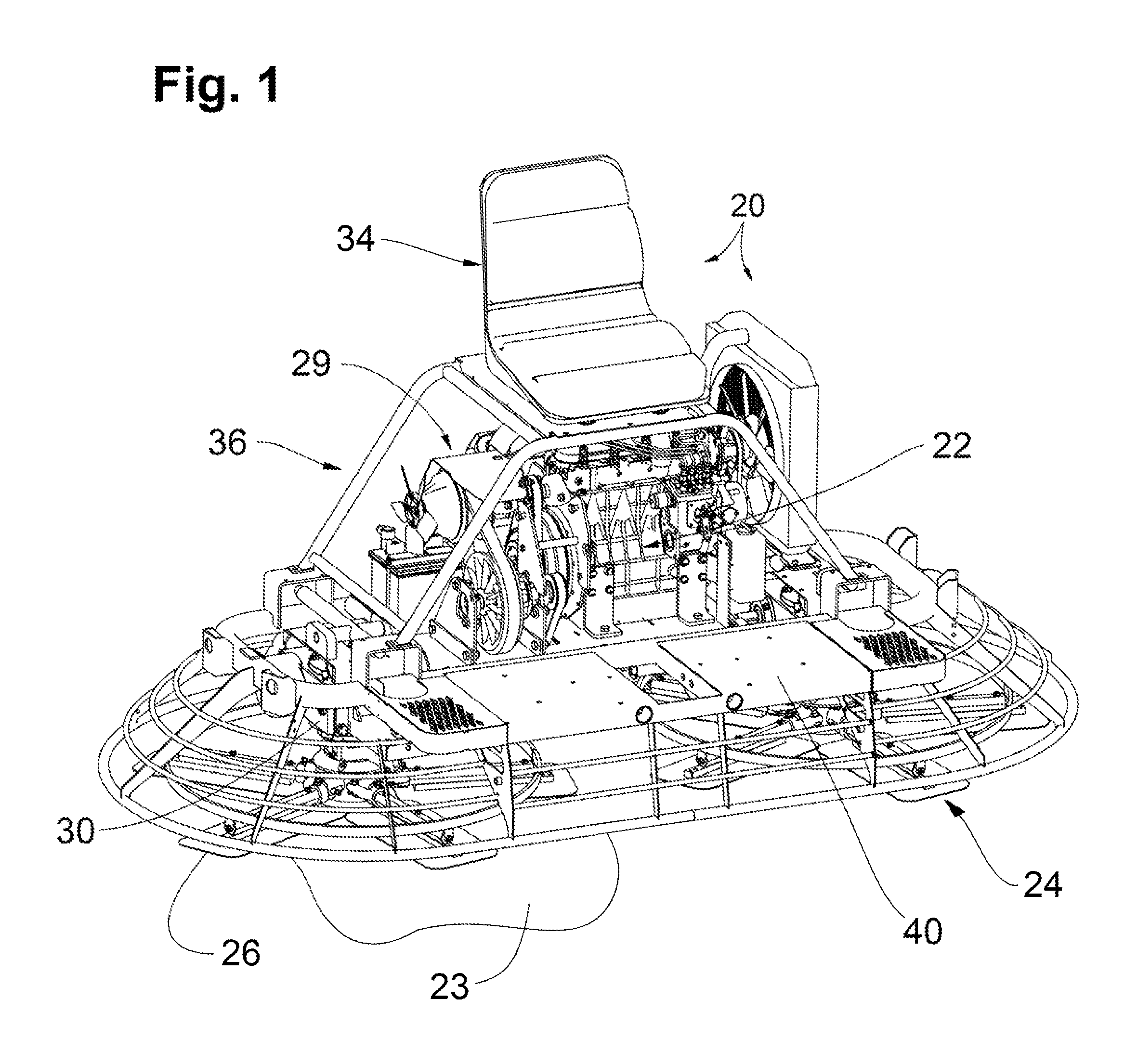 Riding trowel with CVT clutch module