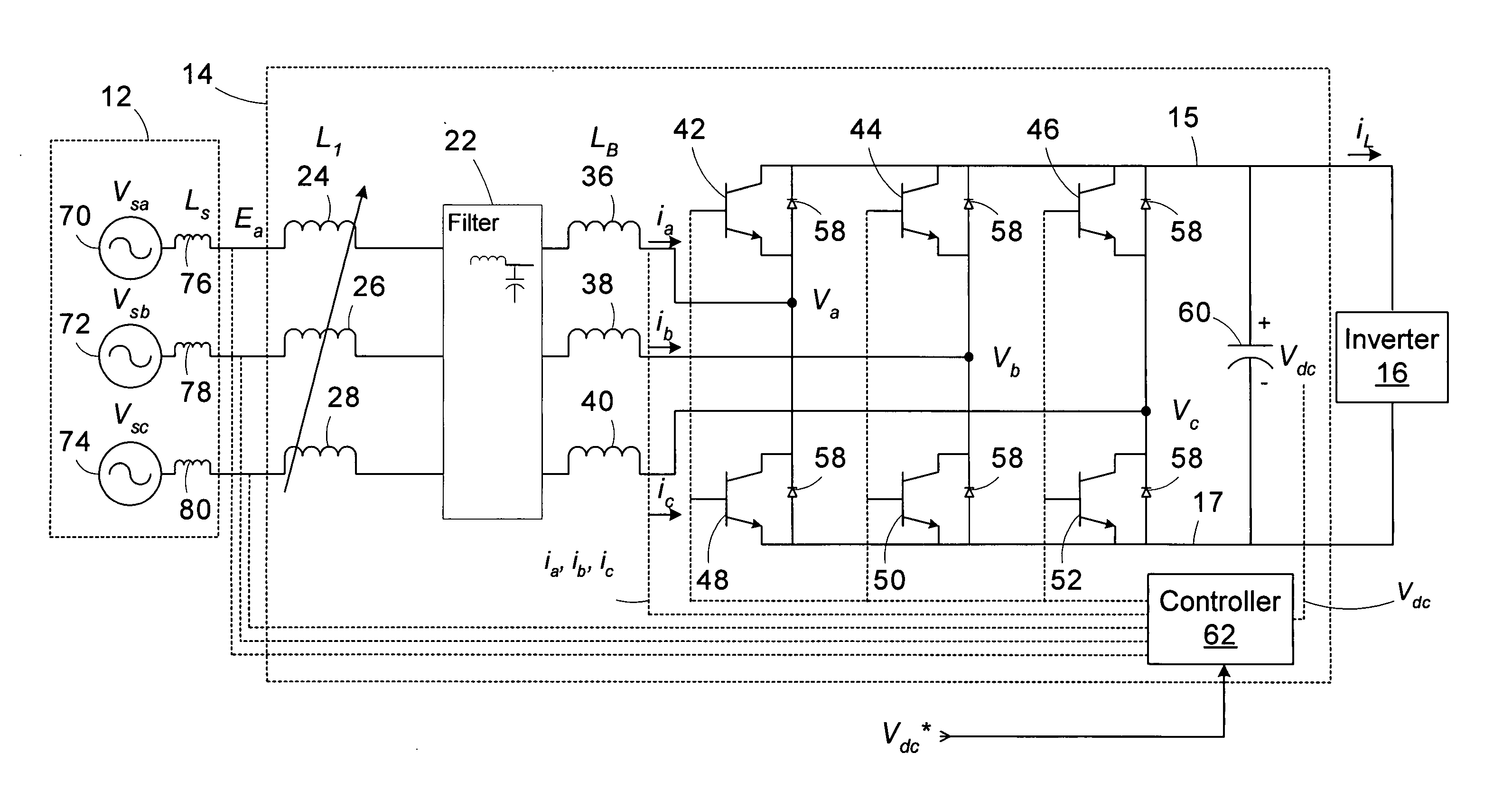 Method and apparatus for estimating line inductance for PWM rectifier control