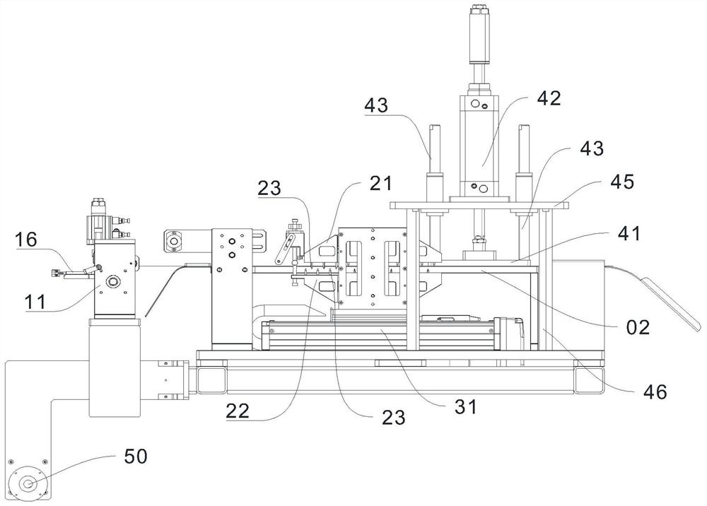 Double-layer film material aligning and lamination assembly line