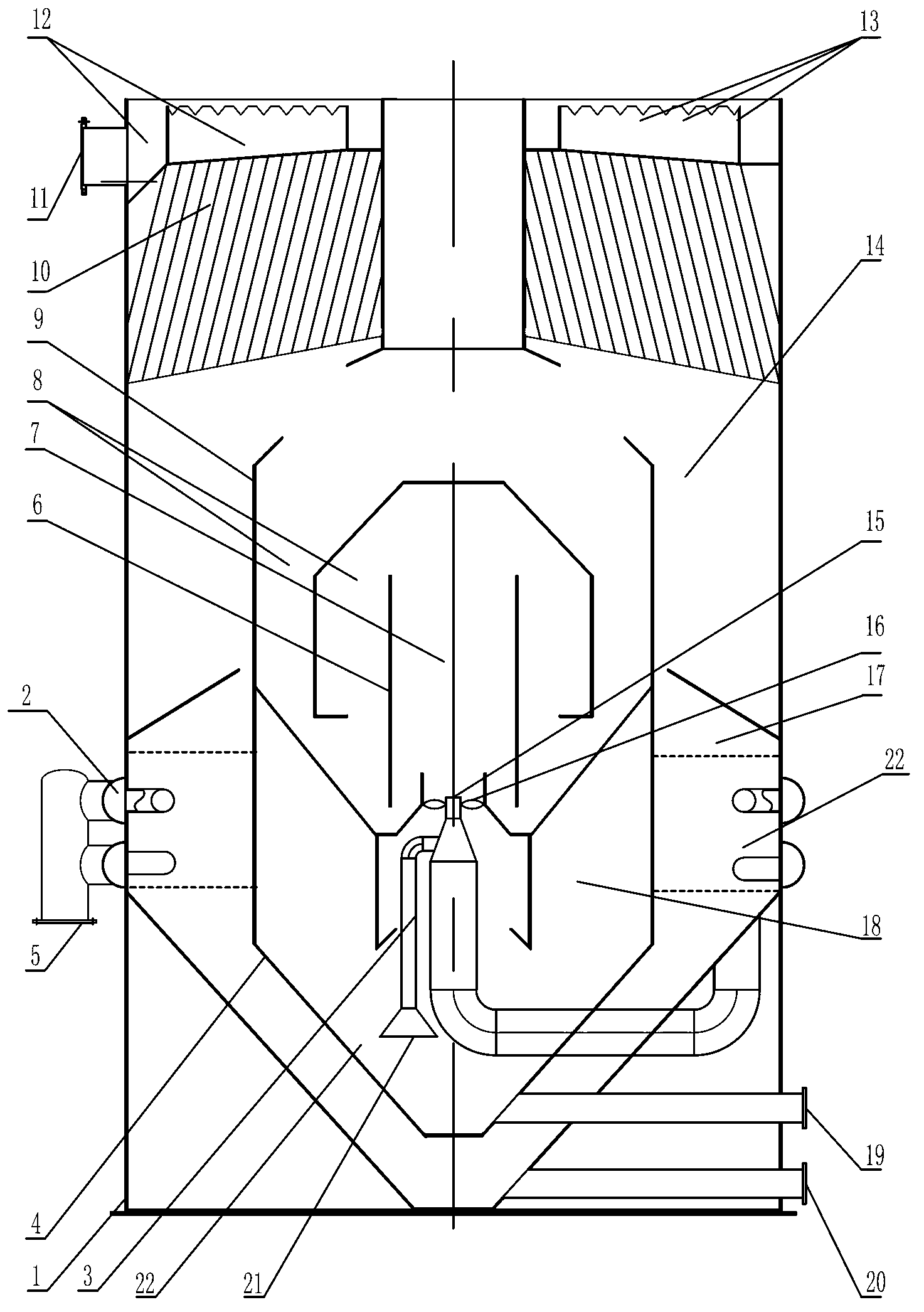 Combined double-vortex efficient muddy water purification device