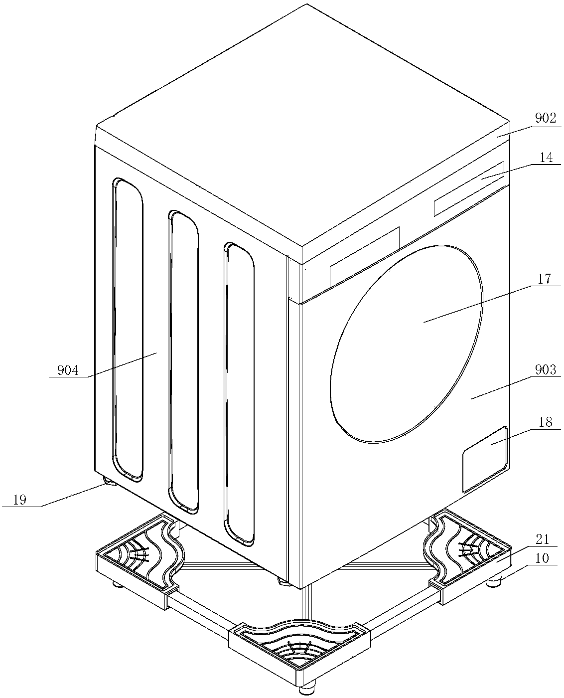 Hydraulic leveling base and washing machine