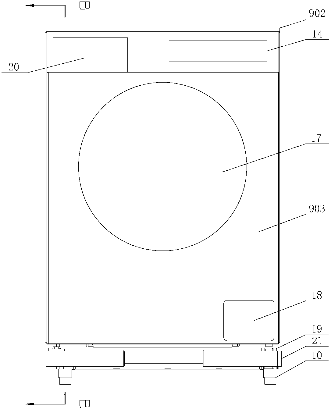 Hydraulic leveling base and washing machine