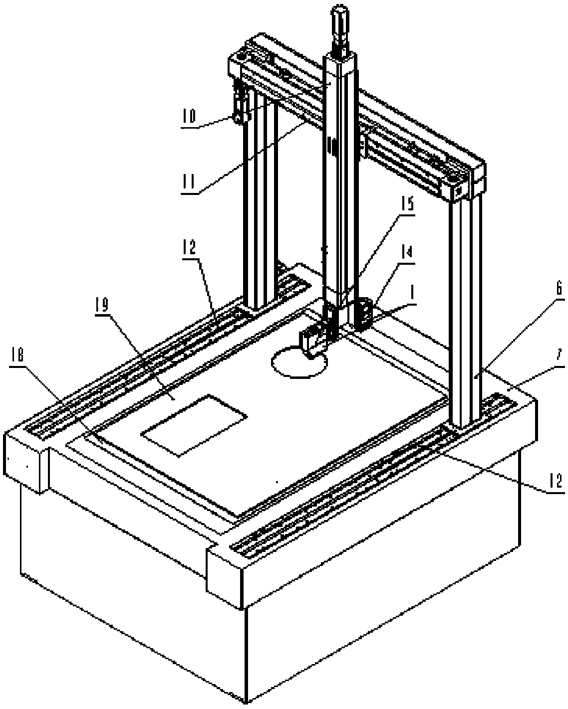 Automatic detection device and method of geometric quality of arge-sized thin-plate metal workpiece