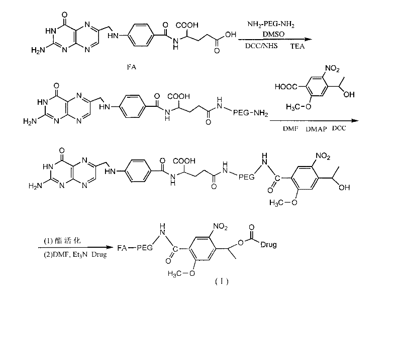 Long-circulating target photosensitive antitumor medicine conjugate and preparation method thereof