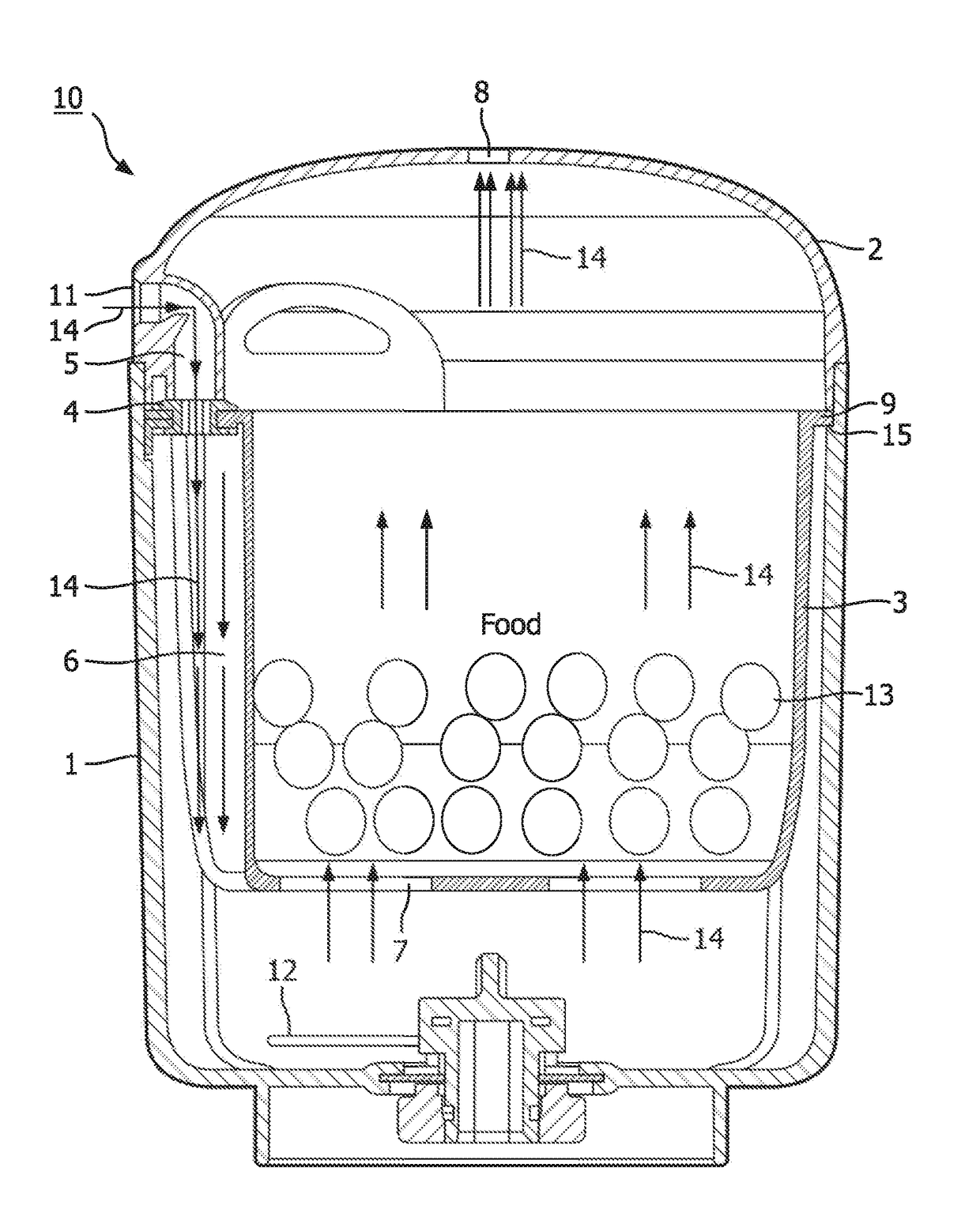 Food processor with improved steam channel structure