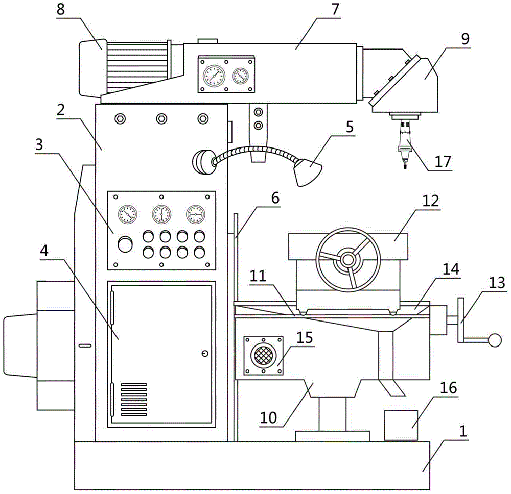 Knee-and-column milling machine with detachable cooling hole reduction gear milling head