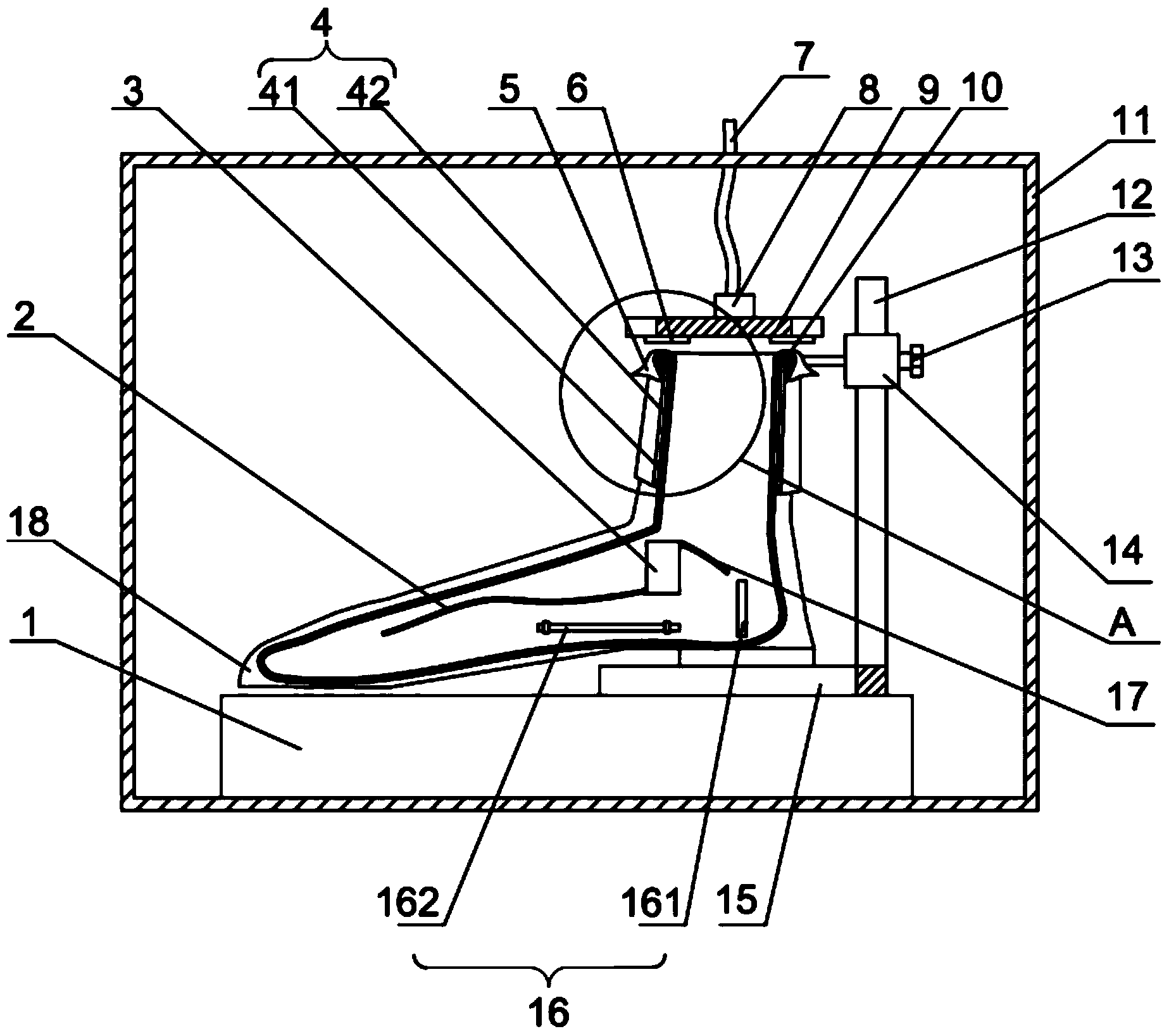 Shoe moisture permeability and moisture absorbing performance test device