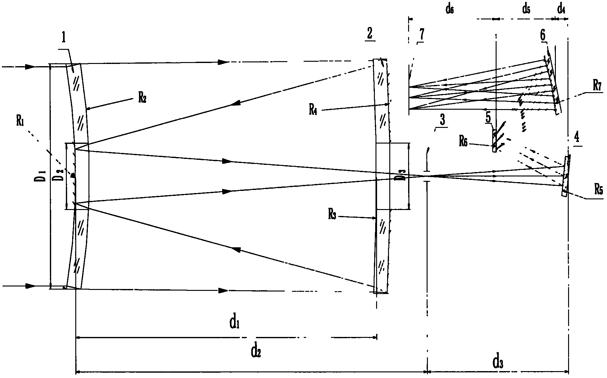 Optical system and design method for large caliber grating imaging spectrometer