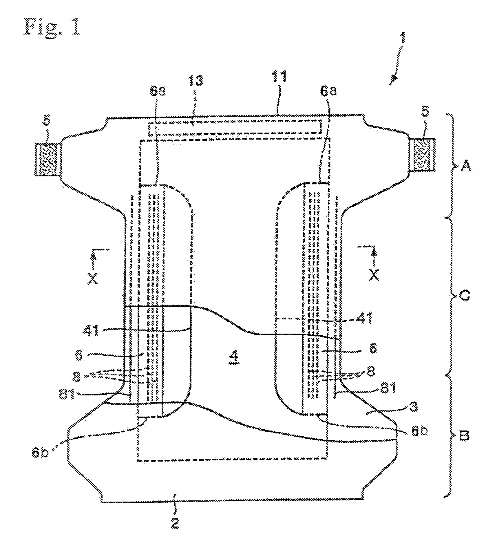 Disposable diaper with improved leak prevention properties