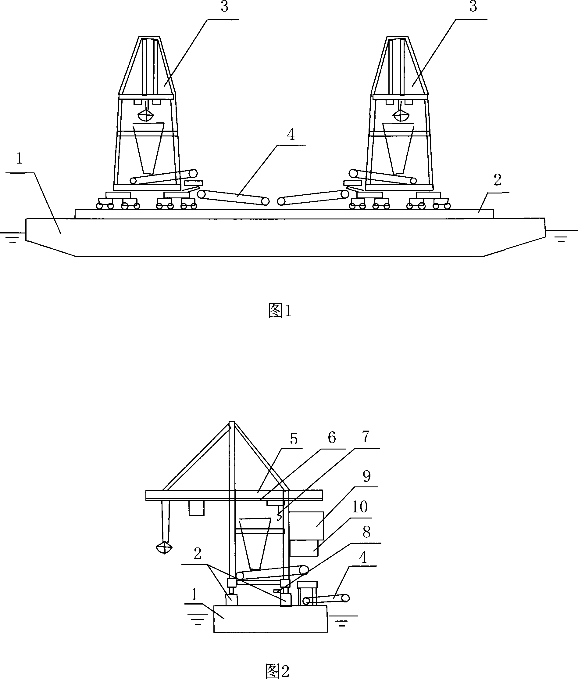 Floating type ship unloading equipment