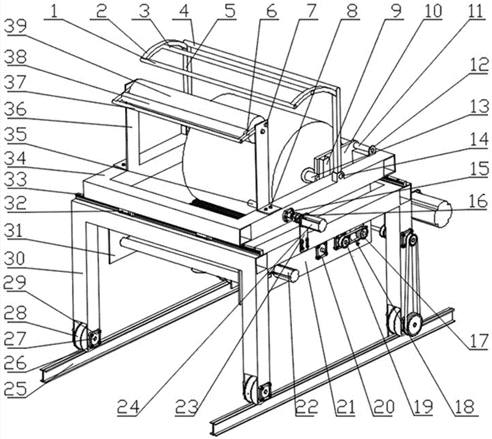 Automatic paving method and device of fiber cloth for wind power blade main beam molding