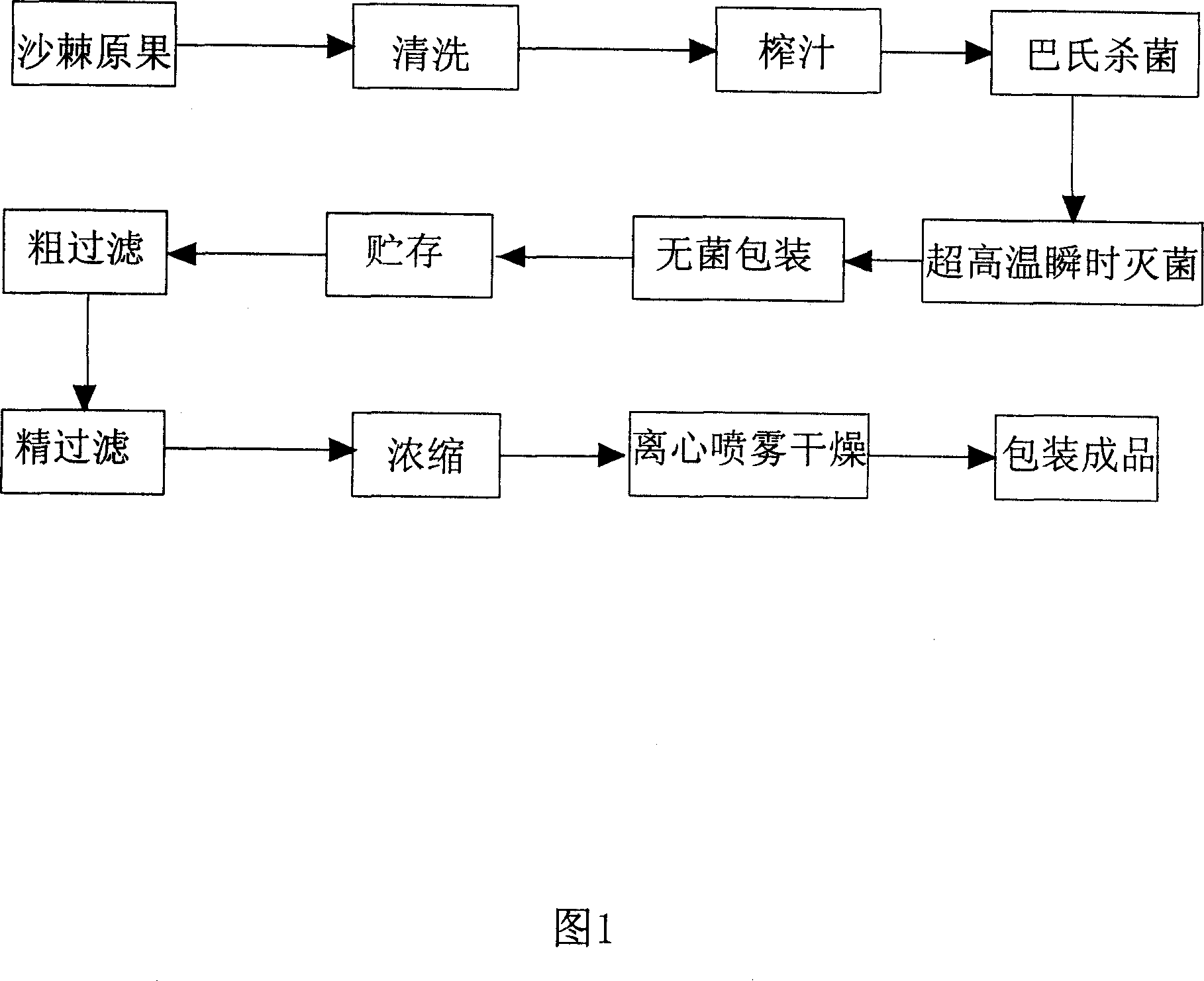 Preparation method of seabuckthorn fruit powder and production equipment thereof