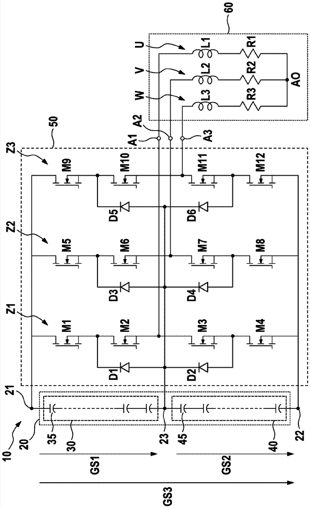 Battery system comprising a hybrid battery and an npc inverter which is connected at the input end to the battery, and method for operating an npc inverter which is connected at the input end to a hybrid battery