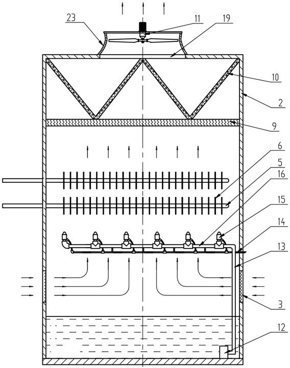 Novel closed cooling tower adopting glass lining finned tube