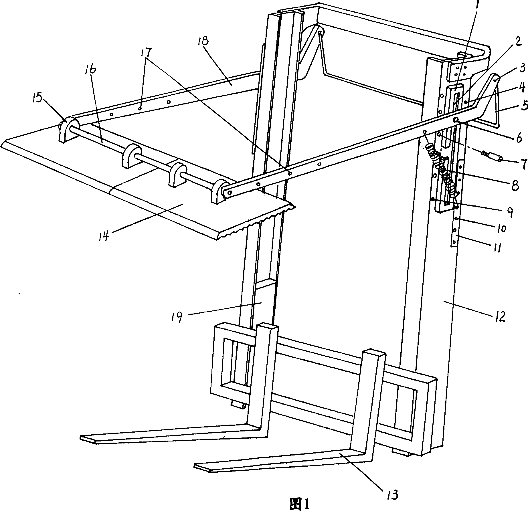 Equipment in use for fork truck anti drifting-down freight