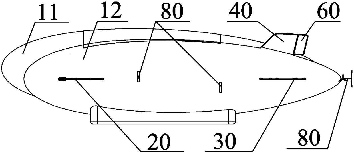 Stratospheric airship with front wings and working method thereof