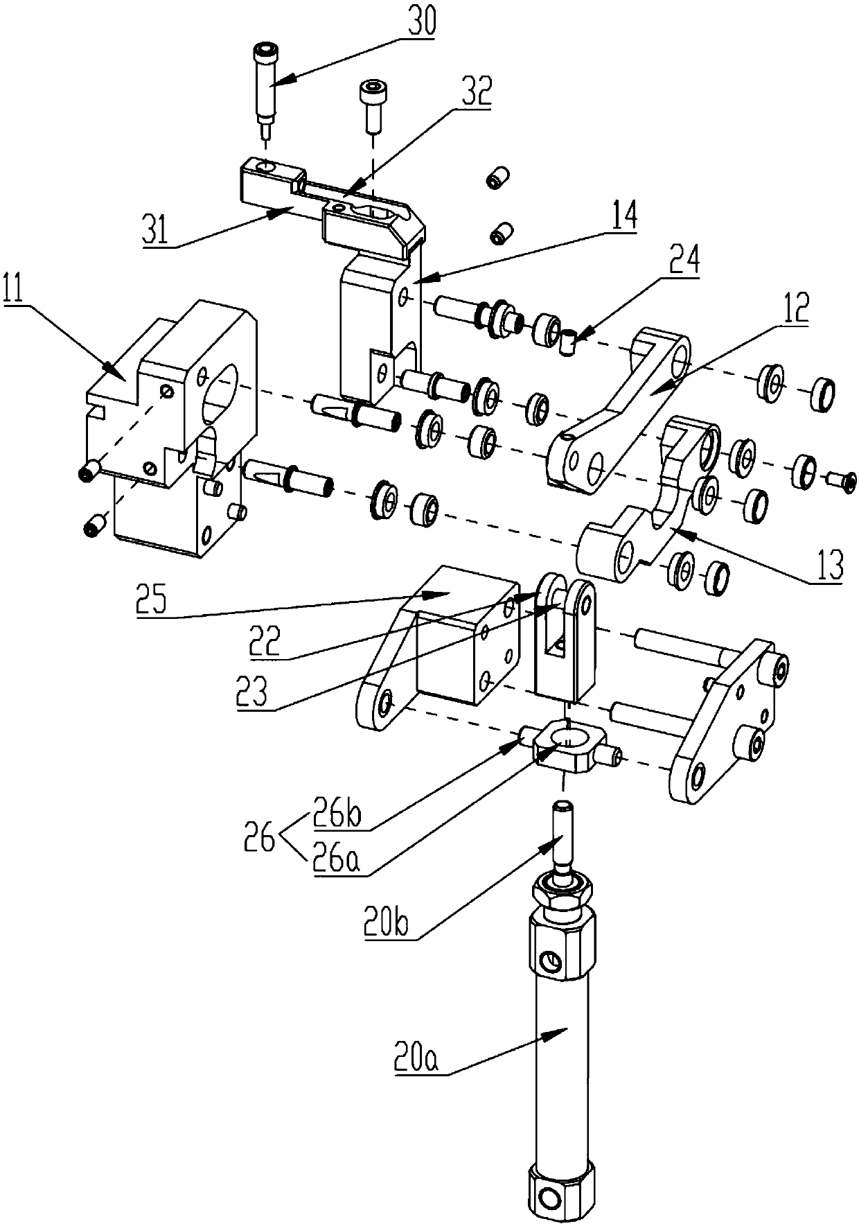 Material taking and placing device and material replacing device with same