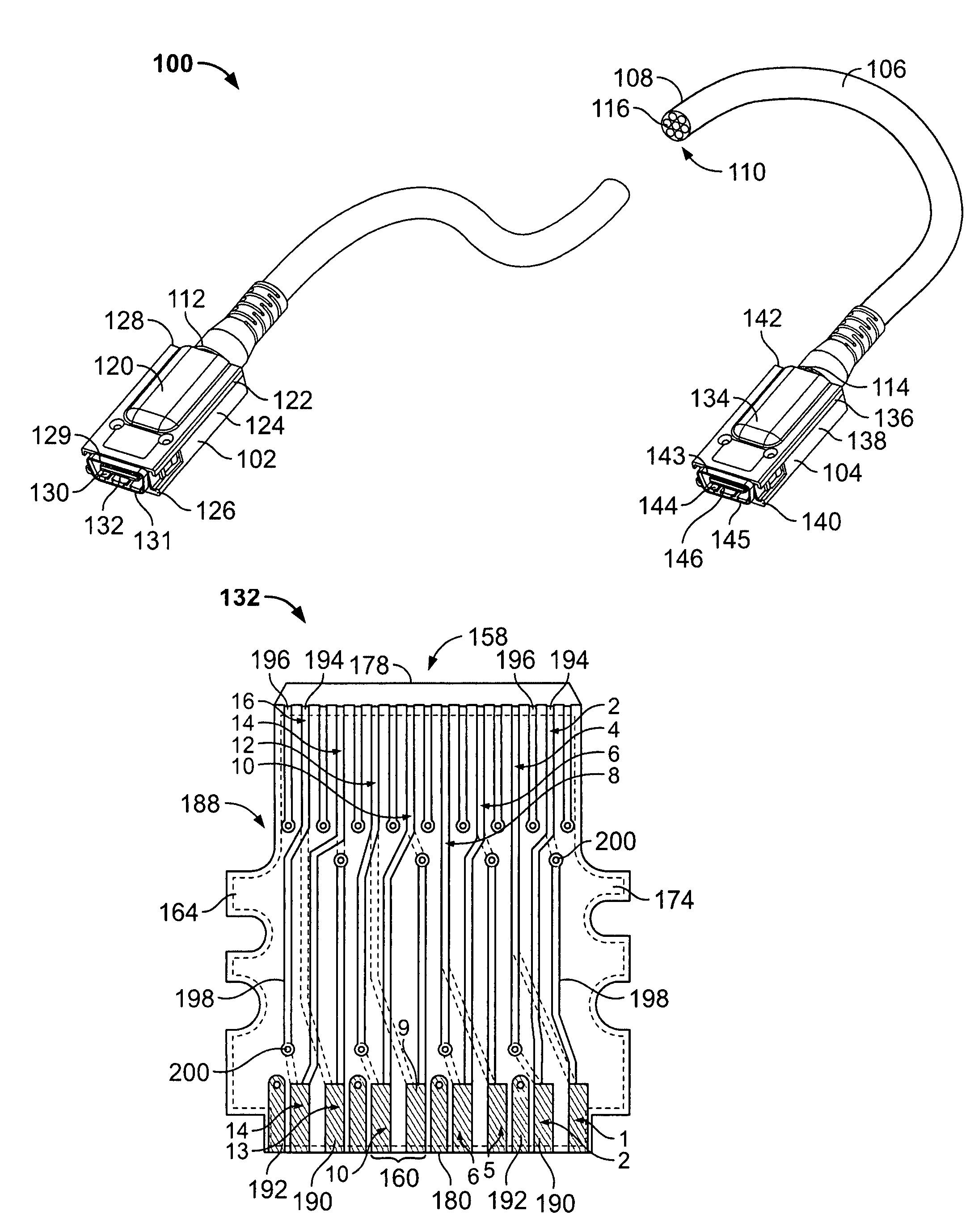 Cable assembly with opposed inverse wire management configurations