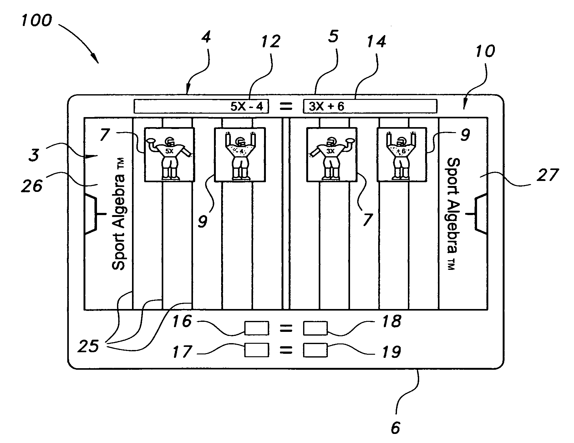 Visual and kinesthetic method and educational kit for solving algebraic linear equations involving an unknown variable