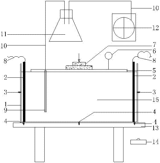 Large model test box for studying electroosmosis consolidation treated soft soil foundation