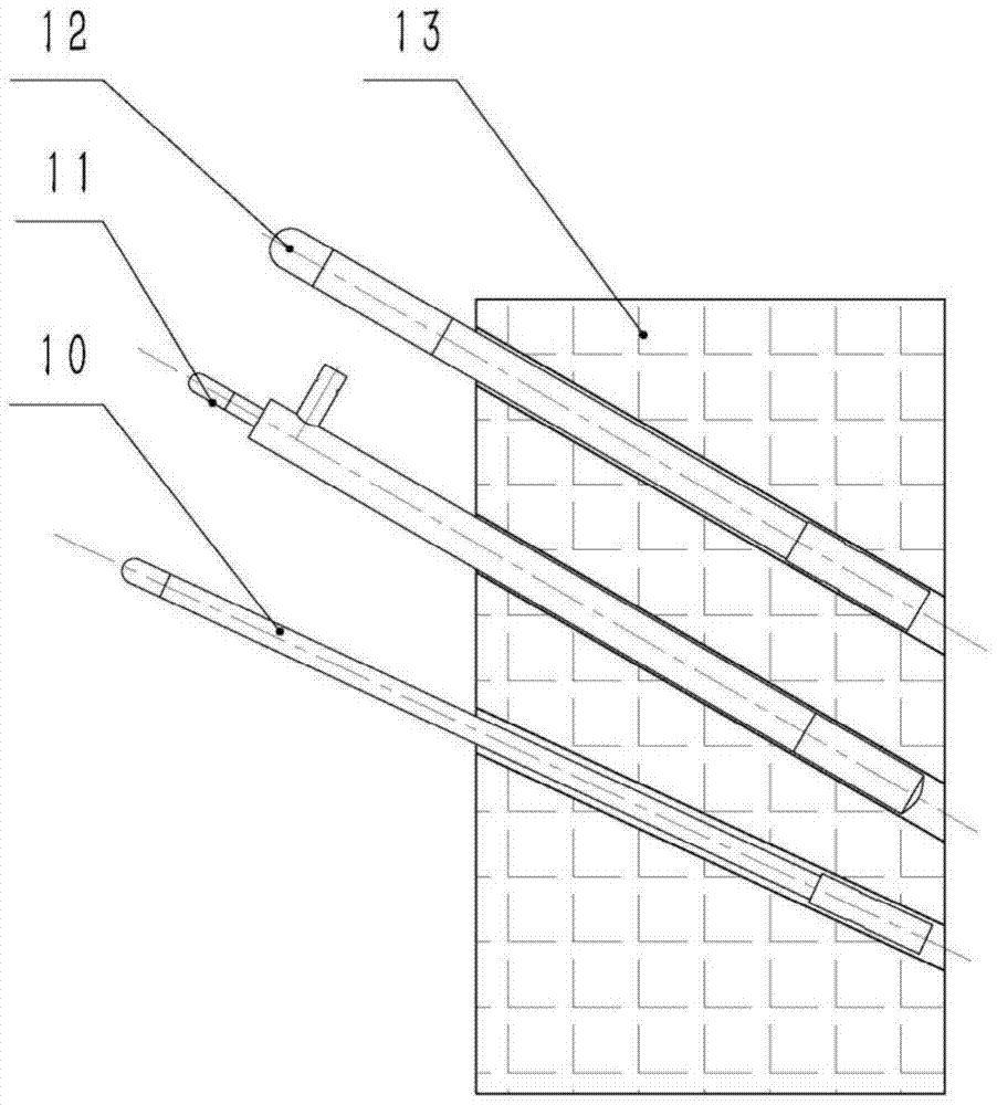 A kind of multi-oxygen oblique flame burning method and burning device of flat glass melting furnace