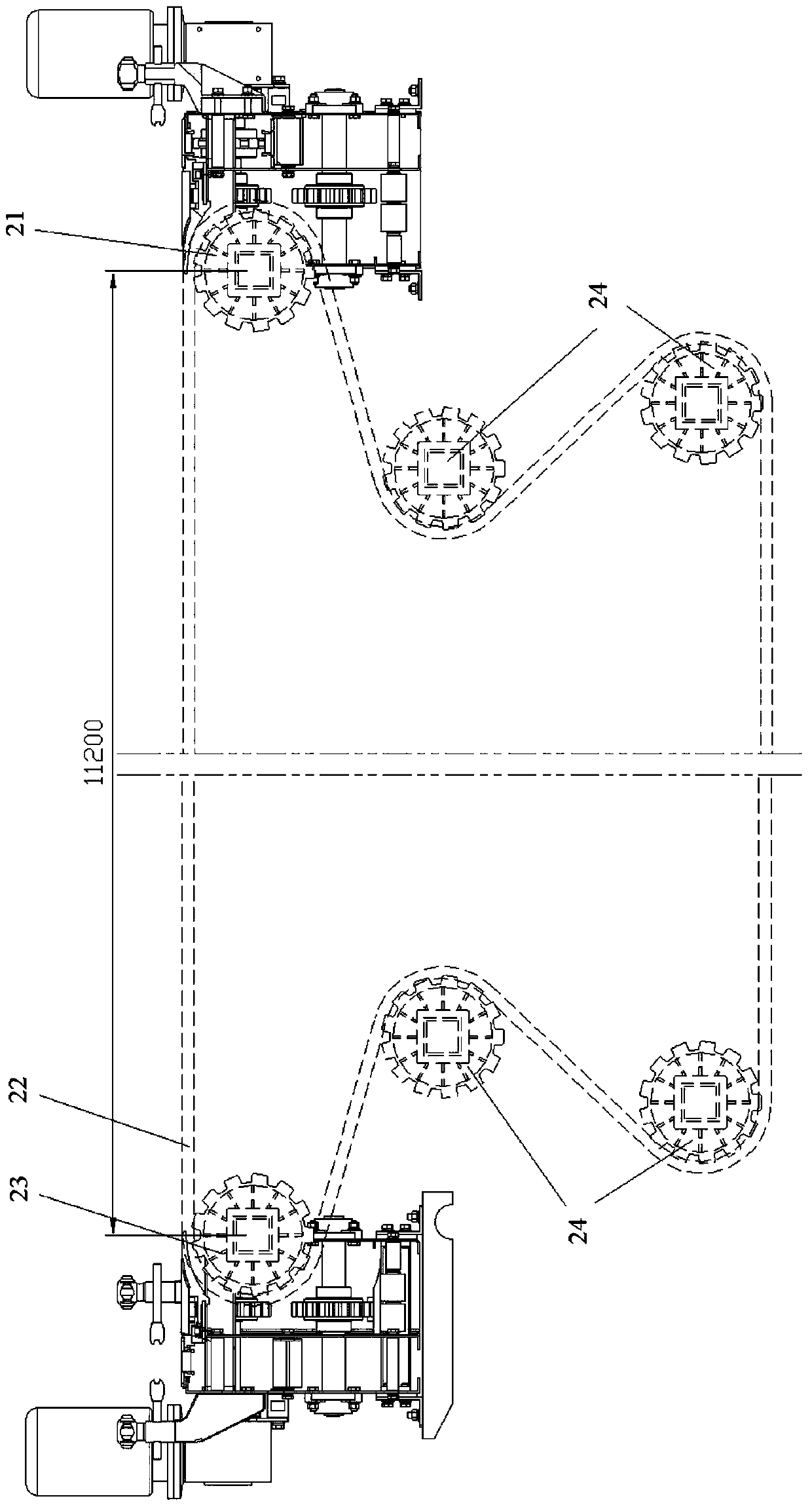 A tunnel transition conveying equipment for conveying beverage bottles