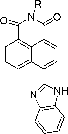 Synthesis of benzimidazole-containing naphthalimide derivatives and applications of benzimidazole-containing naphthalimide derivatives on cancer resistance